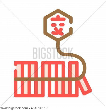 Firecracker Chinese Color Icon Vector. Firecracker Chinese Sign. Isolated Symbol Illustration