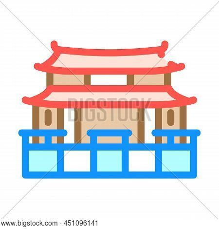 Traditional Chinese Temple Color Icon Vector. Traditional Chinese Temple Sign. Isolated Symbol Illus