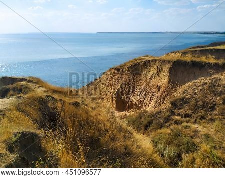 Big Cave Canyon In The Kherson Region On The Bank Of The Estuary. Stanislav Clay Mountains And Canyo