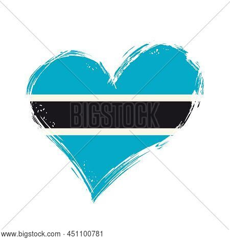 Botswanan Flag Heart-shaped Grunge Background. Vector Illustration.