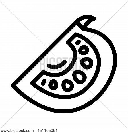 Half Tomato Line Icon Vector. Half Tomato Sign. Isolated Contour Symbol Black Illustration