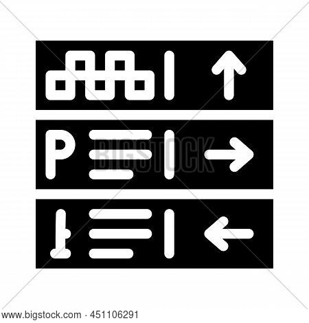 Direction Airport Sign Glyph Icon Vector. Direction Airport Sign Sign. Isolated Contour Symbol Black
