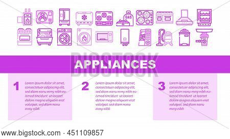 Appliances Domestic Technology Landing Web Page Header Banner Template Vector. Refrigerator And Free
