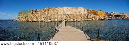 Panoramic View From The Bridge To The Ruined Beach In The City Of Sharm El Sheikh.