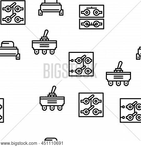 Switch Electricity Accessory Vector Seamless Pattern Thin Line Illustration