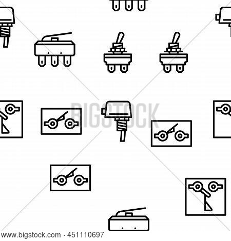 Switch Electricity Accessory Vector Seamless Pattern Thin Line Illustration