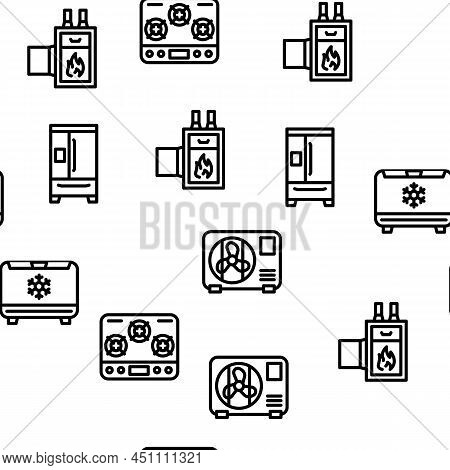 Appliances Domestic Technology Vector Seamless Pattern Thin Line Illustration