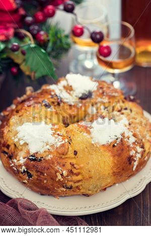 Portuguese Christmas Cake Bolo De Rainha On White Dish