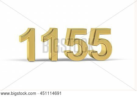 Golden 3d Number 1155 - Year 1155 Isolated On White Background - 3d Render