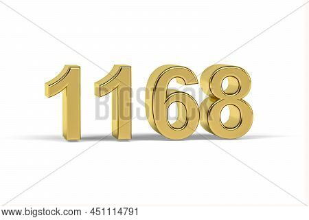 Golden 3d Number 1168 - Year 1168 Isolated On White Background - 3d Render