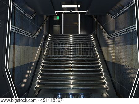 3d Rendering Of A Futuristic Sceince Fiction Corridor