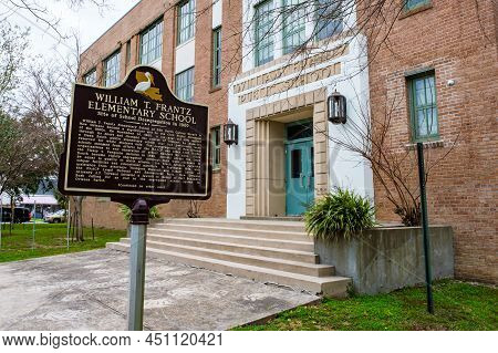 New Orleans, La - March 16: Historic Marker At The Entrance To William T. Frantz Elementary School C