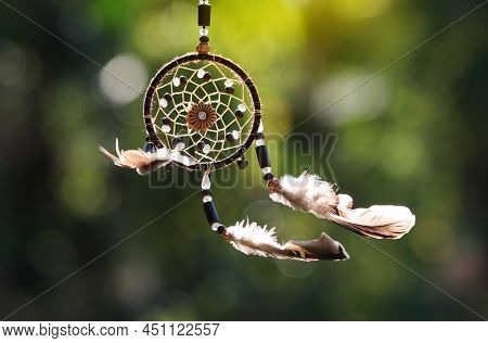 Dreamcatcher With Wind  And Beautiful Light Simple Object For Lucky Sign