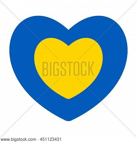 Ukraine Flag Icon In The Shape Of One On One Heart. Abstract Patriotic Ukrainian Flag With Love Symb