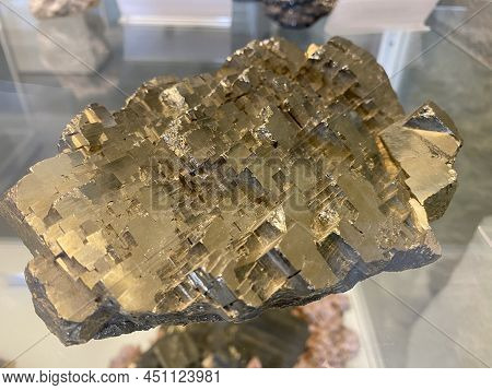 Pyrite Terraced Or Pyrit Terrassenförmig (minerals And Crystals In The Exhibition Mount Säntis - Wor