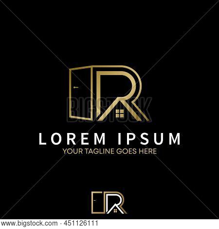 Letter Or Word Rr Or Double R Font With Roof House And Window Image Graphic Icon Logo Design Abstrac
