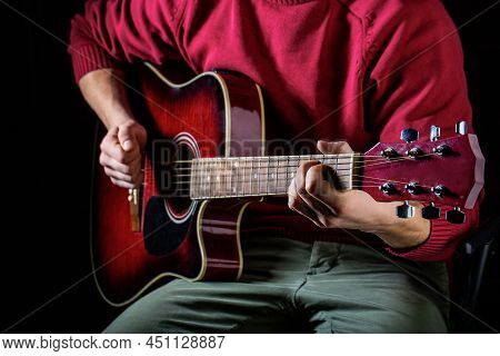 Guitar Acoustic. Play The Guitar. Instrument On Stage And Band. Music Concept. Electric Guitar, Stri