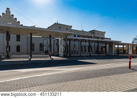 Dzierzoniow Slaski, Poland - April 2021: Owl Mountains Communication Center With Bus Stations And Tr