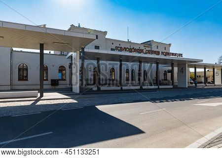 Dzierzoniow Slaski, Poland - April 2021: Owl Mountains Communication Center With Bus Stations And Tr