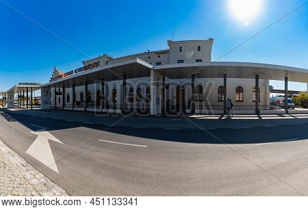 Dzierzoniow Slaski, Poland - April 2021: Owl Mountains Communication Center With Bus Stations And Tr