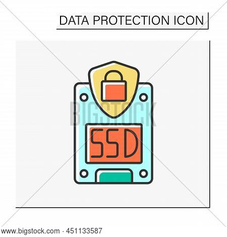 Limited Access Color Icon. Solid State Drives. Encrypted Database. Security. Data Protection Concept