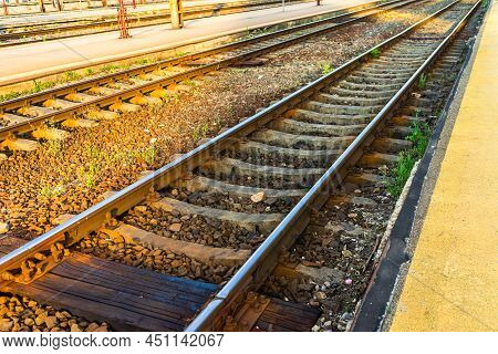 Rail Traks At Bucharest North Train Station
