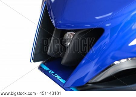 Motorcycles In The Showroom Yamaha Shop. Yamaha R7 Motorcycle. Selective Focus.