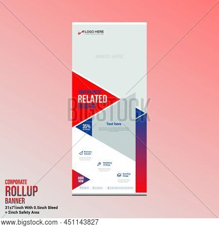 Red Colored Vector Roll Up Banner Design