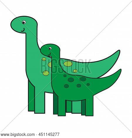 Mom Dinosaur And Dinosaur. Happy Family. Vector Illustration. Stock Image.