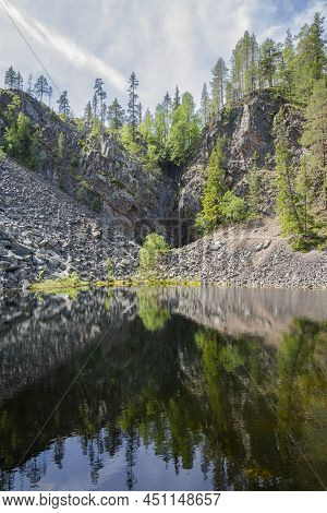 View To The Pyhakaste Waterfall And Pyhankasteenlampi Lake, Pyha-luosto National Park, Lapland, Finl