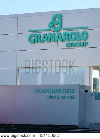 Bologna - Italy - January 29, 2022: Granarolo Group Logo On The Haedquarters Facade. Granarolo Group