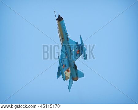 Braila, Romania - May 26, 2018. Mig-21 Lancer Jet At Vadeni Fly-in Air Show. The Mig-21 Is A Superso
