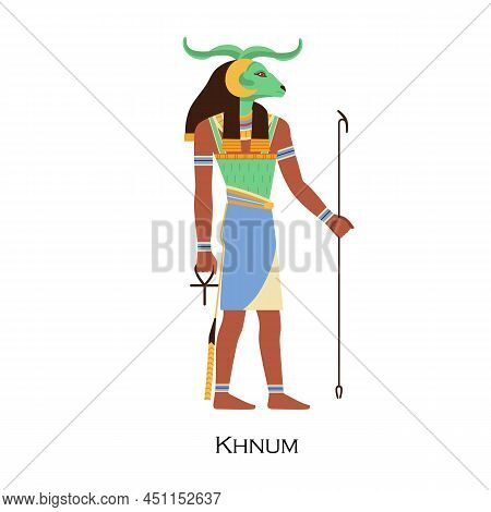 Khnum, Egypts Ram-headed God. Old Egyptian Nile And Water Deity With Horns. Divine Potter, Mythologi