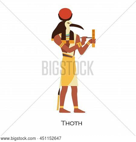 Thoth, Ibis-headed God Of Ancient Egypt. Old Egyptian Deity Of Writing, Wisdom, Science. Mythologica