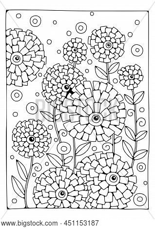 Coloring Page, Art Therapy For Children And Adults. Artline Background For Coloring.