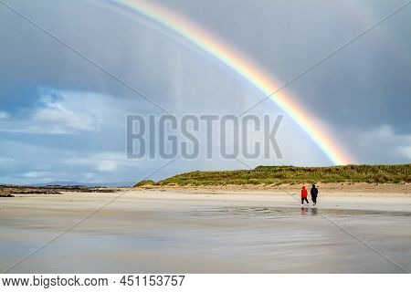 Amazing Rainbow Above Carrickfad By Portnoo At Narin Strand In County Donegal Ireland