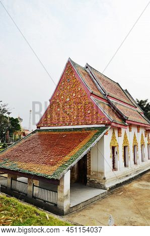Ancient Architecture Antique Building Ubosot Church Of Wat Khien Or Khian Buddhist Temple For Thai P