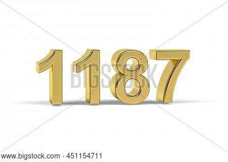 Golden 3d Number 1187 - Year 1187 Isolated On White Background - 3d Render