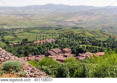 Radicofani - Italy. June 04, 2021: The Small Medieval Town Of Radicofani In The Hills Of Tuscany. It