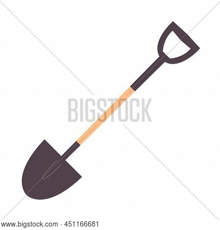 Garden Tool Shovel. Agriculture And Work. Flat Vector Illustration Isolated On White Background
