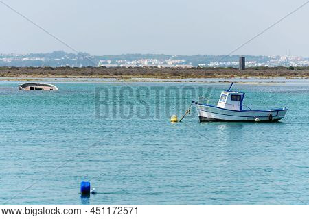 Fishing Boats On The Cachucha Beach In Puerto Real, Cadiz. Andalusia, Spain. Europe.