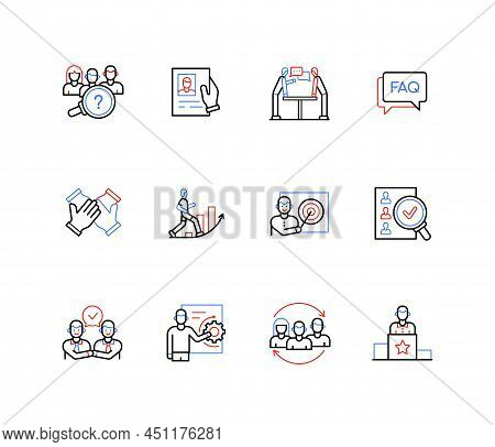 Recruiting And Hiring Employees - Line Design Style Icons