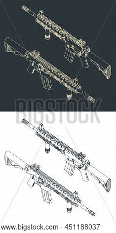 Assault Rifle Isometric Blueprints