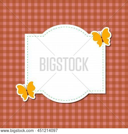 Vintage Retro Decorative Shpe With Brown Plaid Background