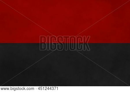 Red And Black Flag Of The Ukrainian Liberation Movement Of The Ukrainian Insurgent Army With Red Blo