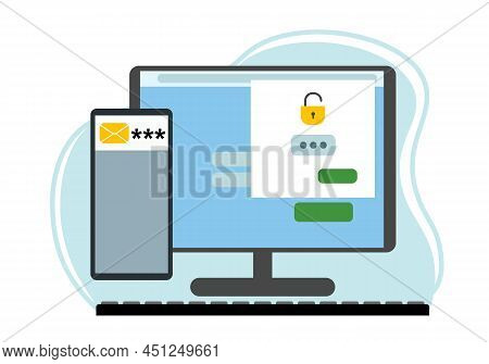 Two-factor Authentication Security. Login Confirmation Notification With A Message In The Envelope W