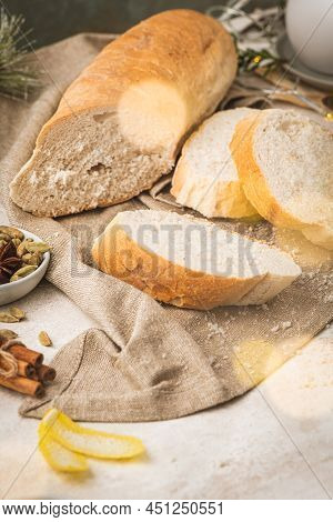 Ingredients For Preparing Spanish Torrijas, French Toasts  Or Traditional Portuguese Rabanadas For C