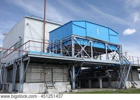 Gas Transportation System. Booster Pumping Station For Gas. Gas Filling Station And Gas Tanks. Trans