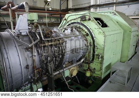 Gas Transportation System. Booster Pumping Station For Gas. Gas Filling Station And Gas Tanks. Trans