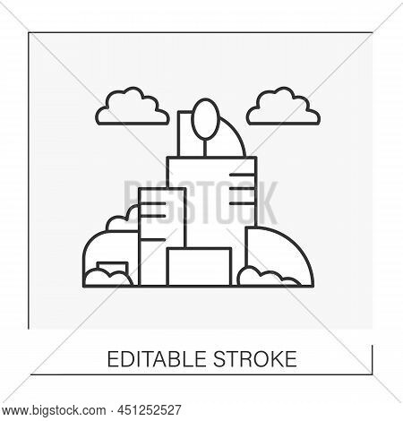Eco Awareness Line Icon. Comfortable Living Place For People. Environment And Infrastructures. Green